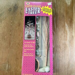 Vintage 1992 Egg Hollow Easter Village Easter‎ Tree And 24 Ornaments Vintage New